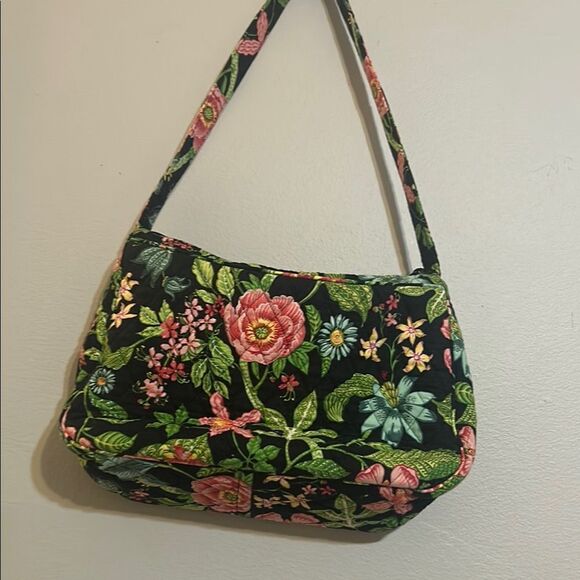 Vera Bradley Black and Pink Floral Crossbody Bag - Picture 2 of 15